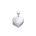 STERLING SILVER FLORAL SMALL HEART LOCKET PENDANT
