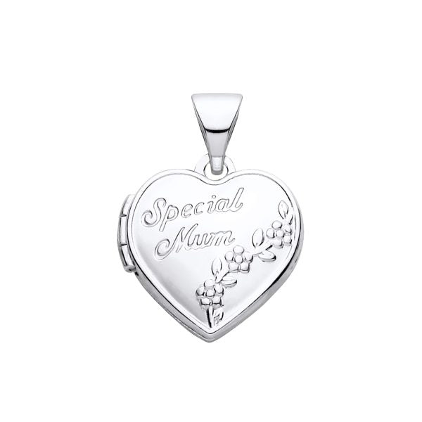 STERLING SILVER SPECIAL MUM HEART LOCKET PENDANT