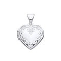 STERLING SILVER PATTERNED HEART LOCKET PENDANT
