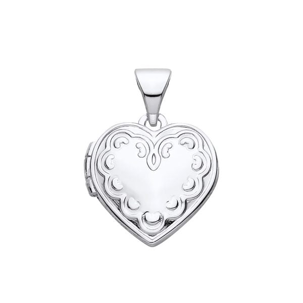 STERLING SILVER PATTERNED HEART LOCKET PENDANT