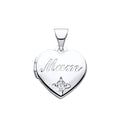 STERLING SILVER NATURAL DIAMOND MUM HEART LOCKET PENDANT