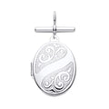 STERLING SILVER OVAL LOCKET PENDANT WITH T BAR