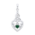 STERLING SILVER SIMULATED EMERALD CLADDAGH PENDANT