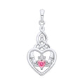 STERLING SILVER SIMULATED PINK SAPPHIRE CLADDAGH PENDANT