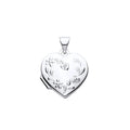 STERLING SILVER NATURAL DIAMOND FLORAL HEART LOCKET “TOGETHER FORVER”