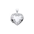 STERLING SILVER FLORAL PATTERNED HEART LOCKET PENDANT