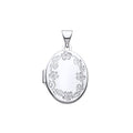 STERLING SILVER FLORAL PATTERNED OVAL LOCKET PENDANT