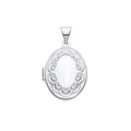 STERLING SILVER PATTERNED BORDER OVAL LOCKET PENDANT