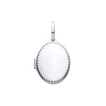 STERLING SILVER BEADED EDGE OVAL LOCKET PENDANT