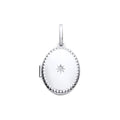 STERLING SILVER NATURAL DIAMOND BEADED EDGE OVAL LOCKET PENDANT