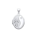 STERLING SILVER GUARDIAN ANGEL OVAL LOCKET PENDANT