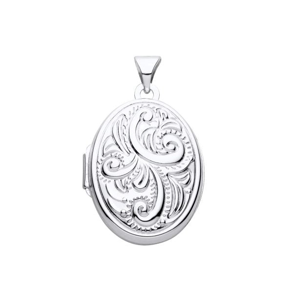 STERLING SILVER OVAL PATTERNED OVAL LOCKET