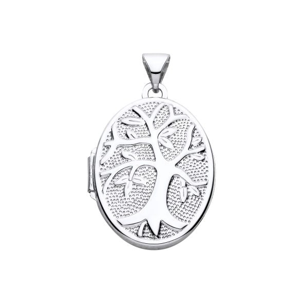 STERLING SILVER TREE OF LIFE OVAL LOCKET PENDANT