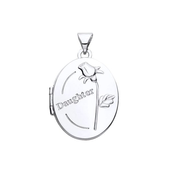 STERLING SILVER DAUGHTER OVAL LOCKET PENDANT