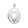 STERLING SILVER FAMILY 4 PAGED OVAL LOCKET PENDANT