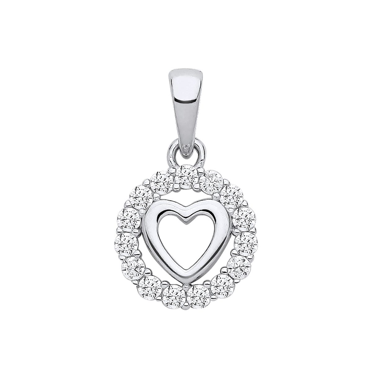 STERLING SILVER CZ CUT OUT HEART PENDANT