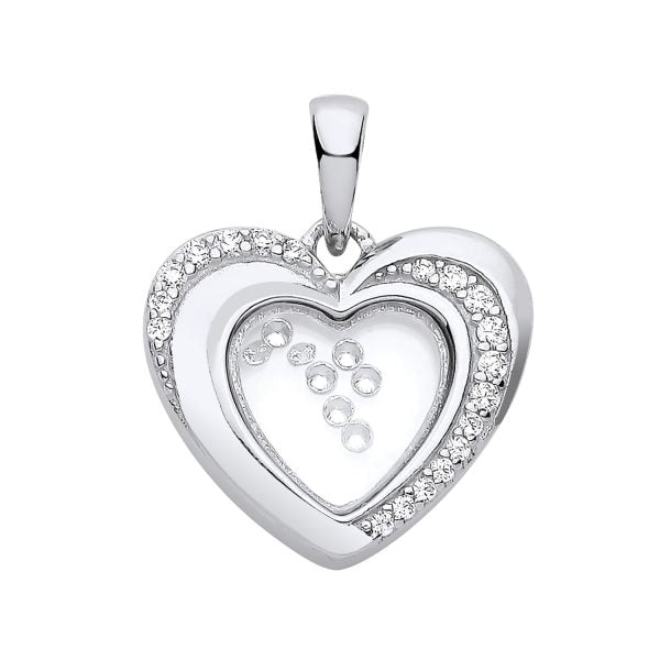 STERLING SILVER FLOATING CZ HEART PENDANT