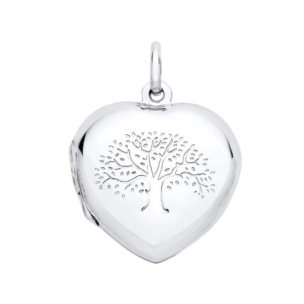 STERLING SILVER TREE OF LIFE HEART SHAPED LOCKET