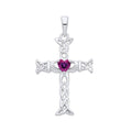 STERLING SILVER SIMULATED AMETHYST CLADDAGH CELTIC CROSS