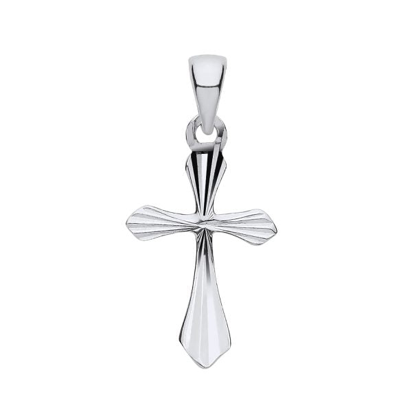 STERLING SILVER DIAMOND CUT STARBURST CROSS PENDANT