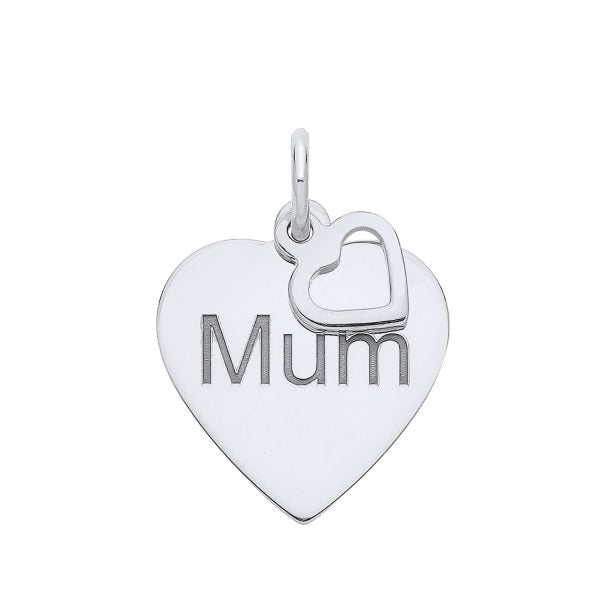 STERLING SILVER MUM HEART PENDANT