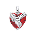 STERLING SILVER RED CRYSTAL MUM PENDANT