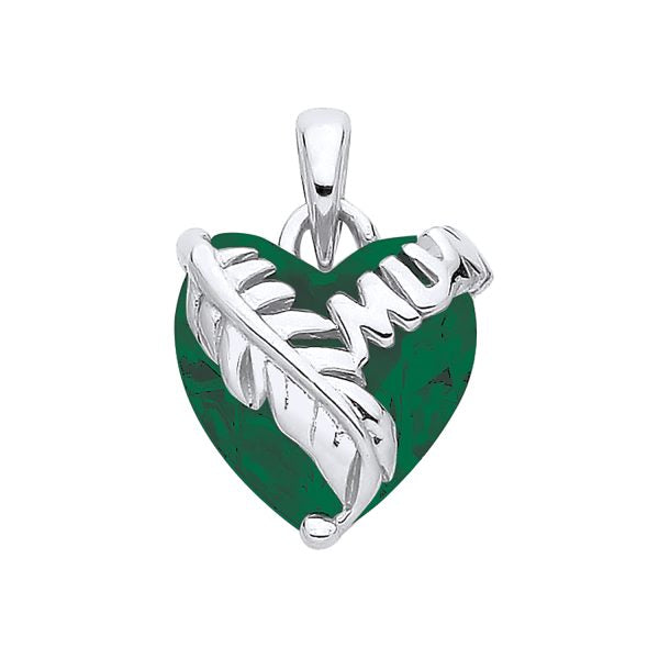 STERLING SILVER GREEN CRYSTAL MUM PENDANT