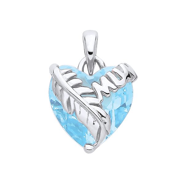 STERLING SILVER BLUE CRYSTAL MUM PENDANT