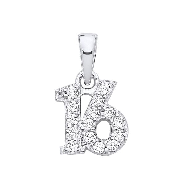 STERLING SILVER CZ 16TH BIRTHDAY PENDANT