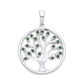 STERLING SILVER SIMULATED EMERALD TREE OF LIFE PENDANT