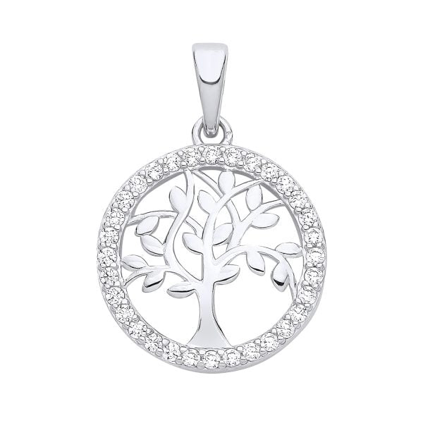 STERLING SILVER CZ TREE OF LIFE PENDANT