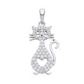 STERLING SILVER CZ CAT PENDANT