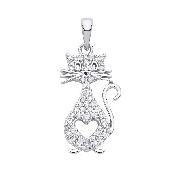 STERLING SILVER CZ CAT PENDANT