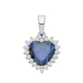 STERLING SILVER 9MM X 9MM TANZANITE CZ HEART PENDANT