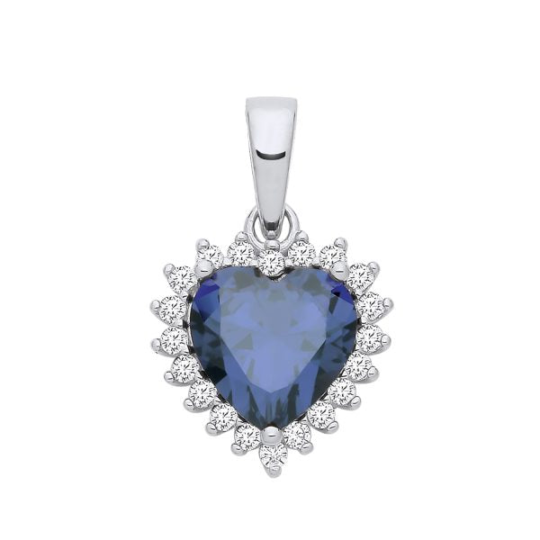 STERLING SILVER 9MM X 9MM TANZANITE CZ HEART PENDANT