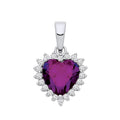 STERLING SILVER 9MM X 9MM AMETHYST CZ HEART PENDANT