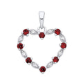 STERLING SILVER SIMULATED RUBY & CZ HEART PENDANT