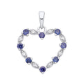 STERLING SILVER SIMULATED TANZANITE & CZ HEART PENDANT