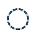 STERLING SILVER SIMULATED SAPPHIRE & CZ CIRCLE PENDANT