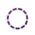 STERLING SILVER SIMULATED AMETHYST & CZ CIRCLE PENDANT
