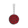 STERLING SILVER & BLACK RHODIUM SIMULATED RUBY & CZ PENDANT
