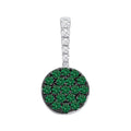 STERLING SILVER & BLACK RHODIUM SIMULATED EMERALD & CZ PENDANT