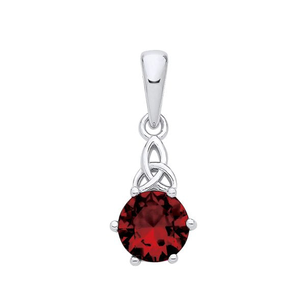STERLING SILVER SIMULATED RUBY CELTIC DROP PENDANT
