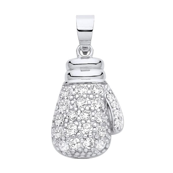 STERLING SILVER CZ BOXING GLOVE PENDANT