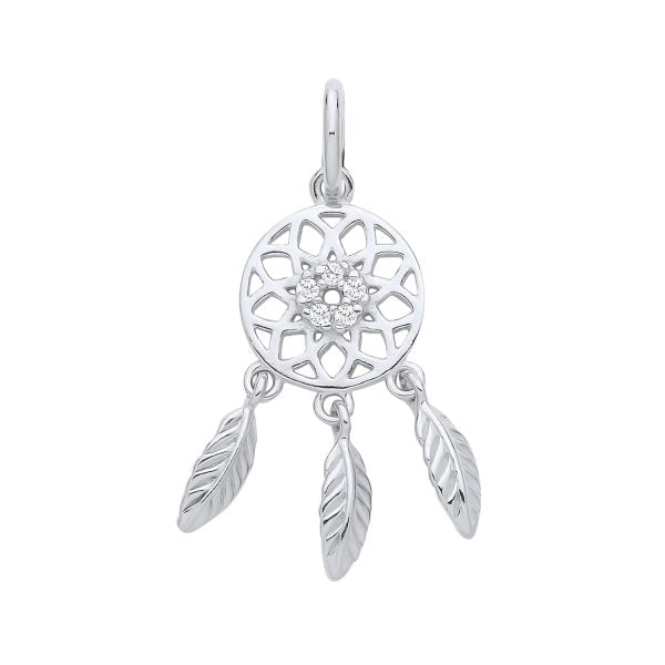 STERLING SILVER CZ DREAMCATCHER PENDANT
