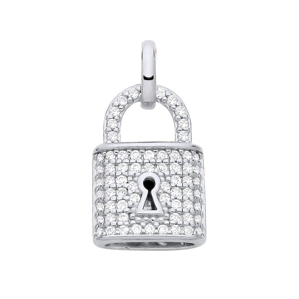 STERLING SILVER CZ PADLOCK PENDANT