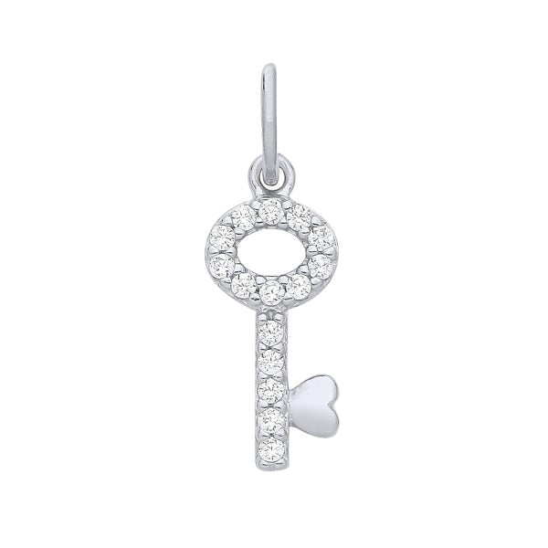 STERLING SILVER CZ KEY PENDANT