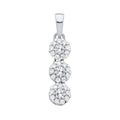 STERLING SILVER CZ TRIPLE HALO DROP PENDANT