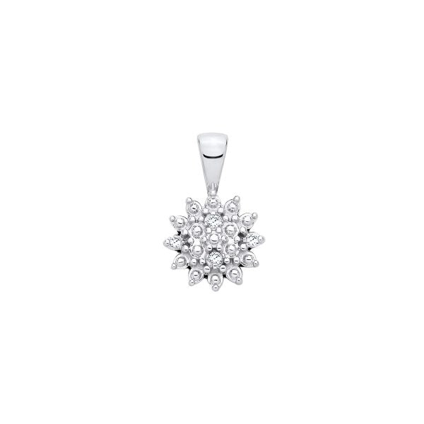 STERLING SILVER NATURAL DIAMOND CLUSTER PENDANT