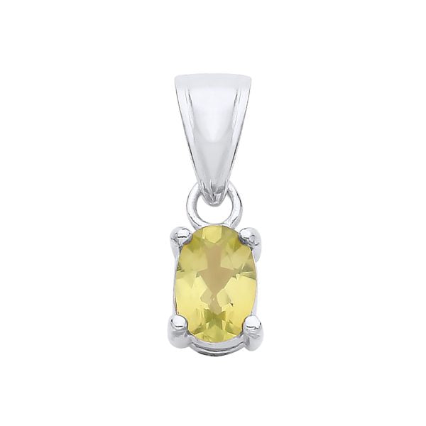 STERLING SILVER 6MM X 4MM NATURAL PERIDOT OVAL PENDANT